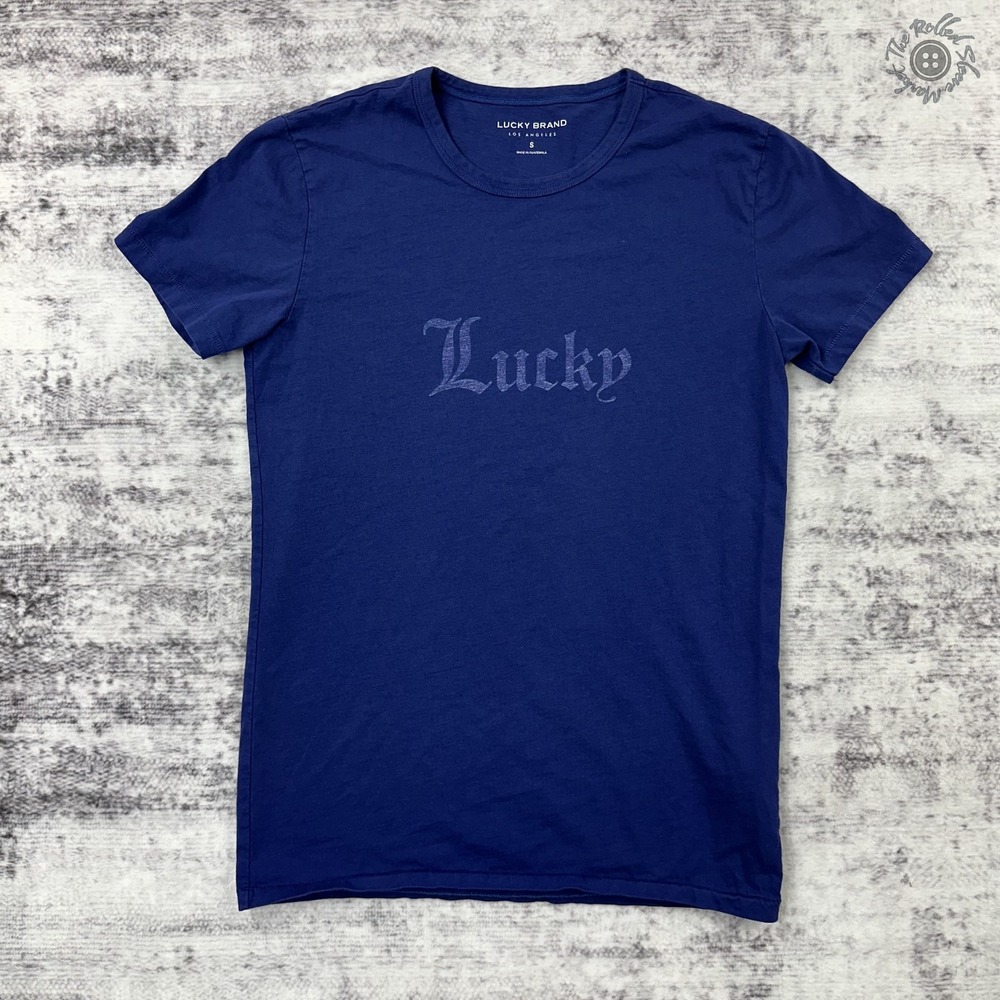 Lucky Brand Men's Graphic T-Shirt Blue Lucky‎ Logo Short Sleeve Crew Neck Small